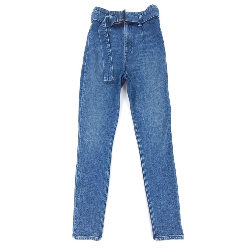 REFORMATION Kayo Belted High Rise Skinny Ankle Cropped Jean Erie Wash Denim 24